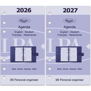 6216-26-27 170 x 95 mm Personal Ring Binder Agenda Refills EN FR DE NL 2026 2027